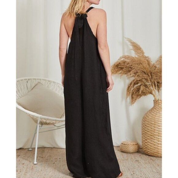 Ornella Paris oversized black linen jumpsuit L - Picture 3 of 11